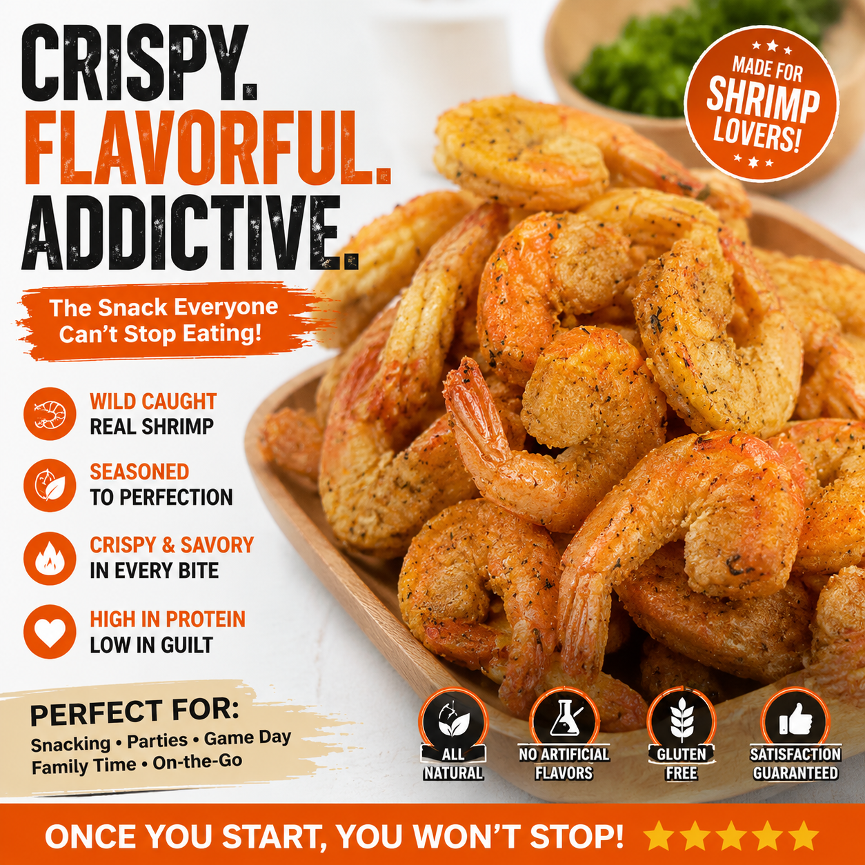 Mouthwatering Crispy Shell-On Fried Shrimp-SUY