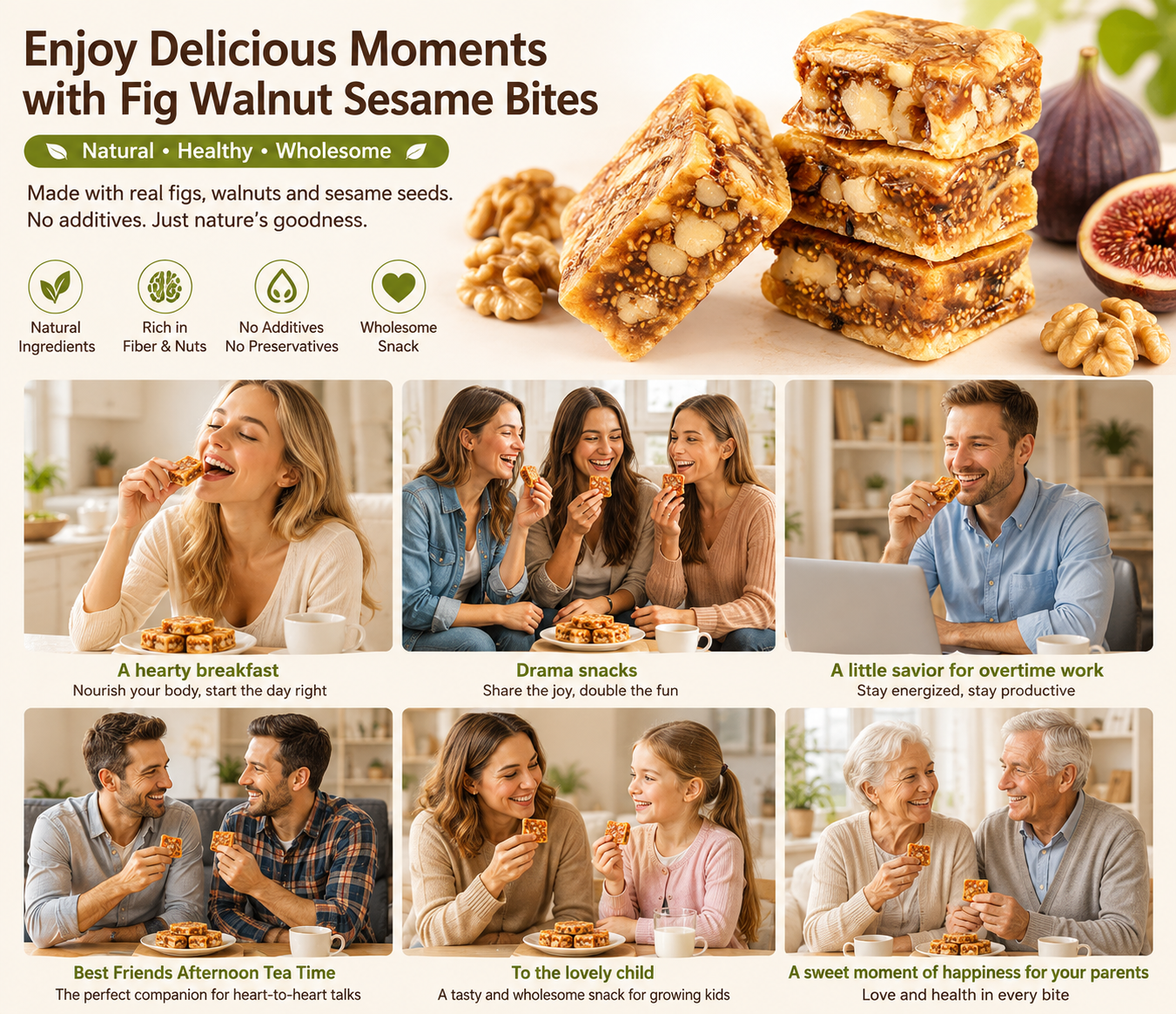 Premium Fig & Walnut Energy Bars - 100% Natural Superfood Snack-Zane