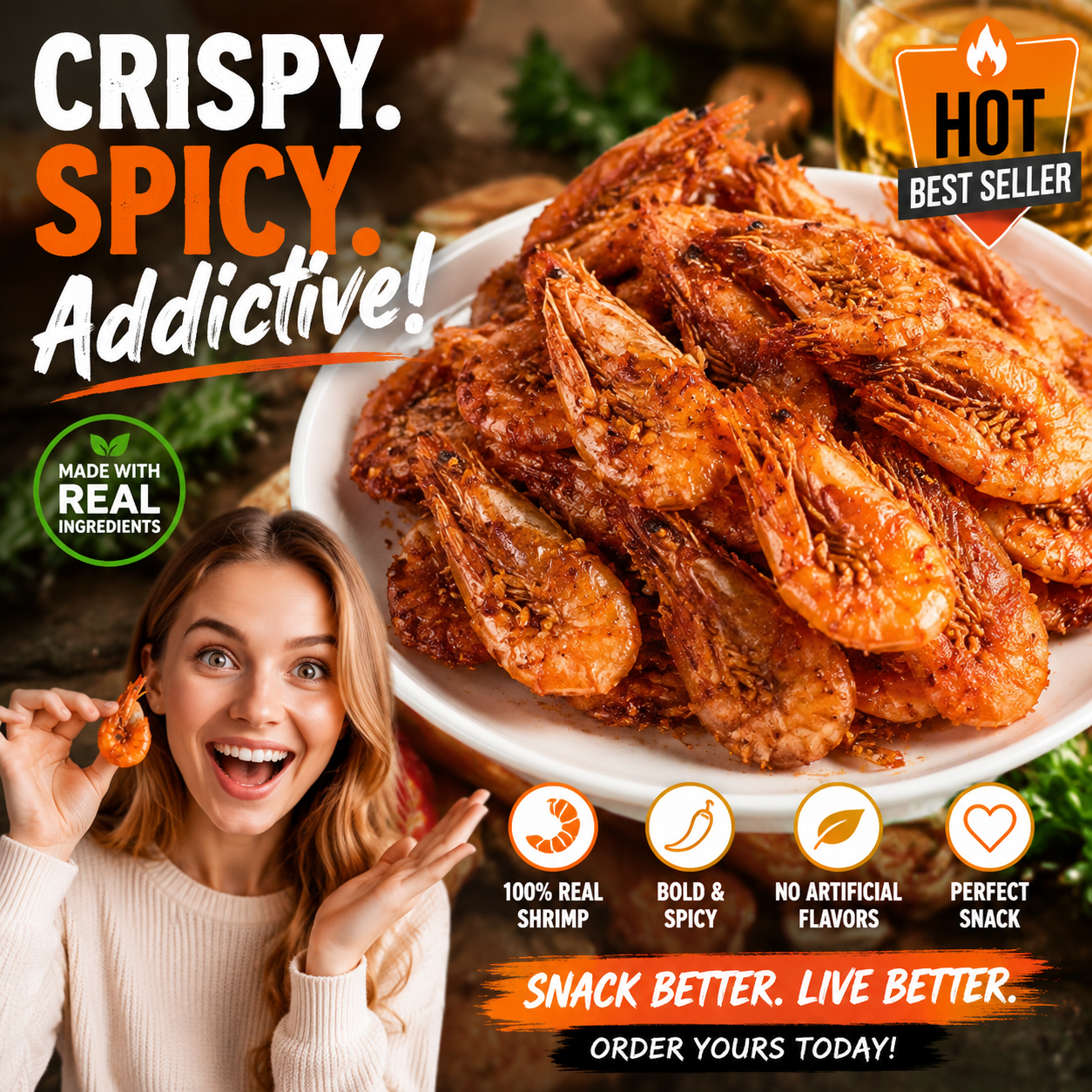 Mouthwatering Crispy Shell-On Fried Shrimp-SUY