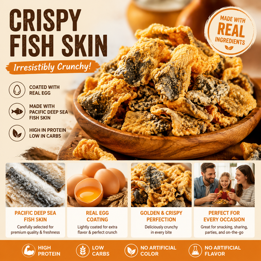 Premium Deep Sea Fish Skin Crisps – Crispy Seafood Snack With Egg Yolk Flavor-Zane