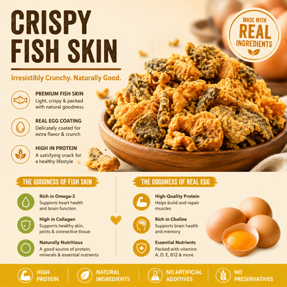 Premium Deep Sea Fish Skin Crisps – Crispy Seafood Snack With Egg Yolk Flavor-OKN