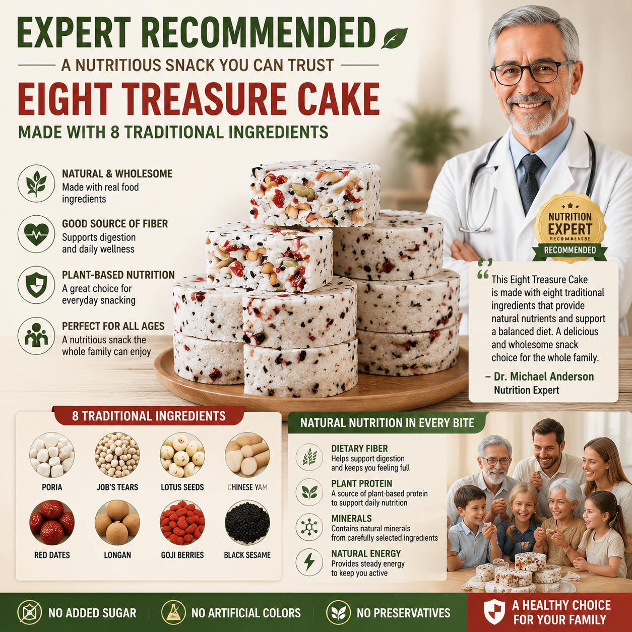 Natural Eight Treasure Cake – Wholesome Nut & Grain Snack for The Whole Family-OKN