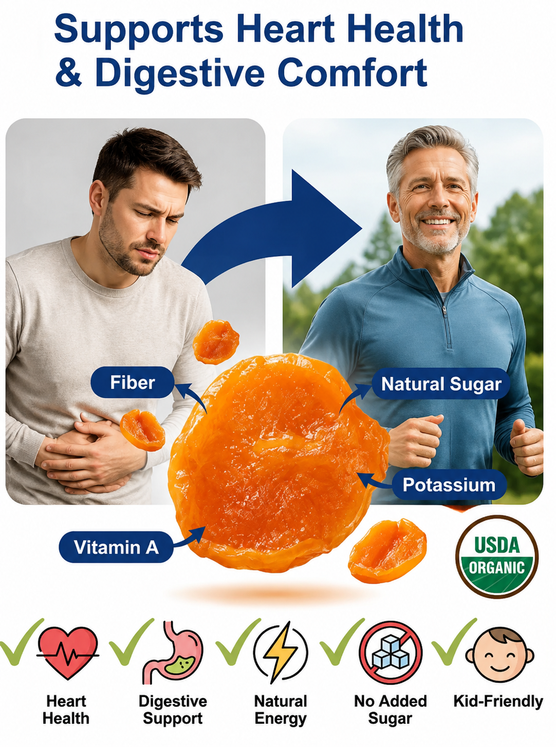 Premium California Dried Apricots – Naturally, Organic Healthy Snack with No Added Sugar-Zane