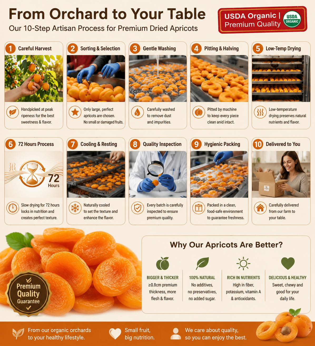 Premium California Dried Apricots – Naturally, Organic Healthy Snack with No Added Sugar-Zane