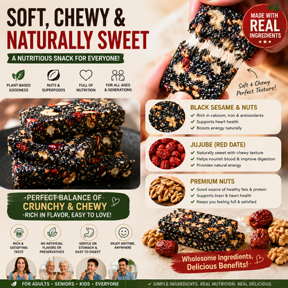 Premium Five Black Superfood Cake – Black Sesame, Walnut & Red Date Natural Nutrition Snack-OKN