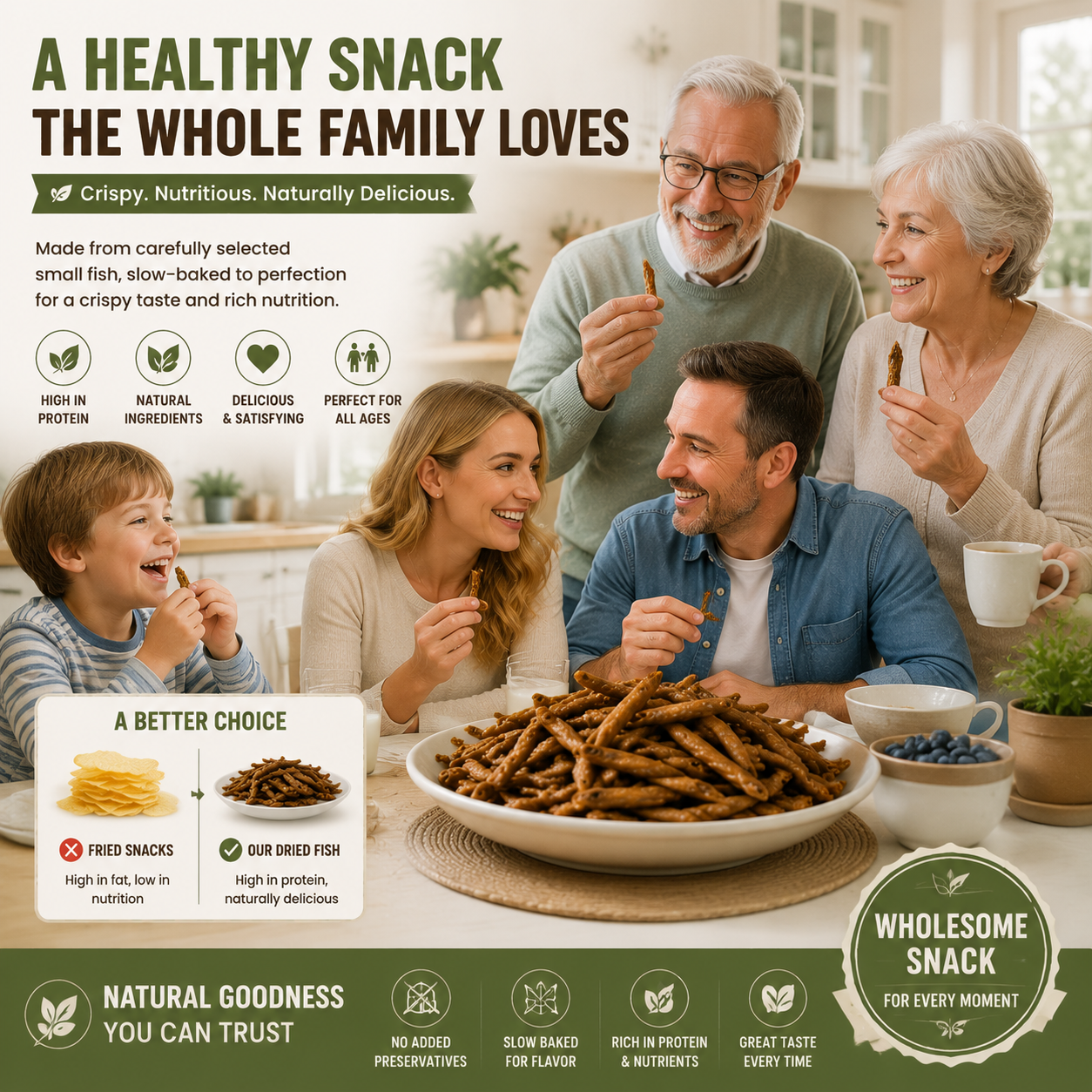 Natural Dried Loach Fish | Crunchy Protein-Rich Snack for Kids, Adults & Seniors-OKN