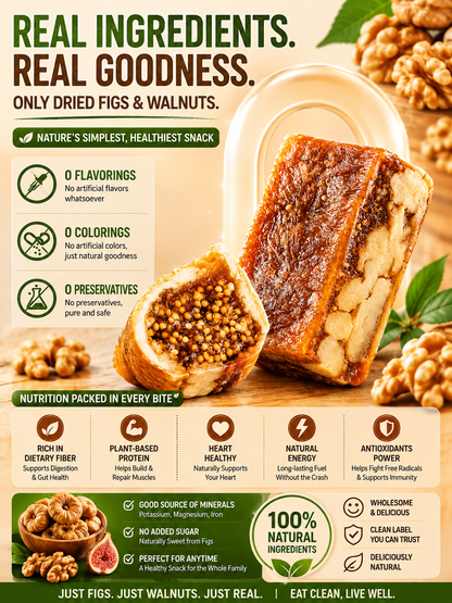 Premium Fig & Walnut Energy Bars - 100% Natural Superfood Snack-Zane