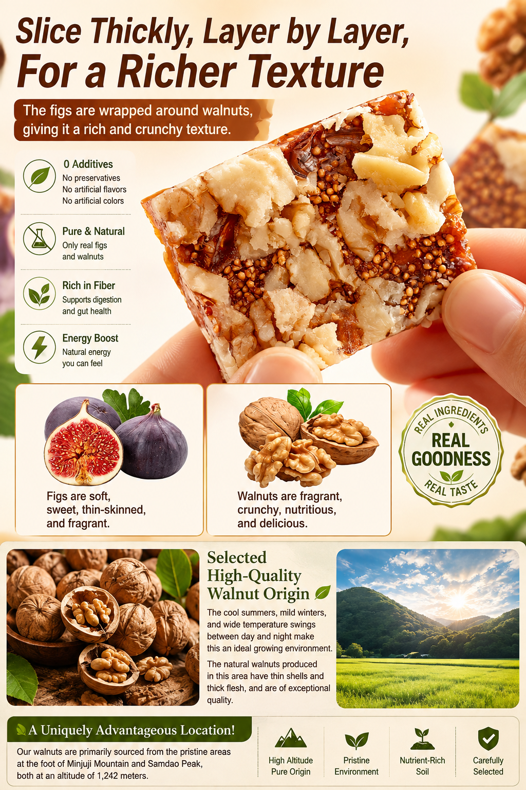 Premium Fig & Walnut Energy Bars - 100% Natural Superfood Snack-Zane