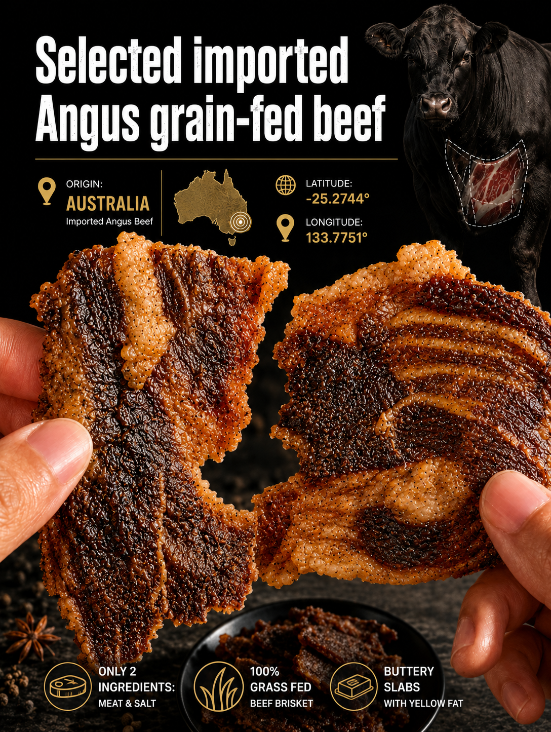 100% Grass-Fed Beef Brisket Snack | High Protein Low Carb Meat Snack for Everyday Energy-Zane