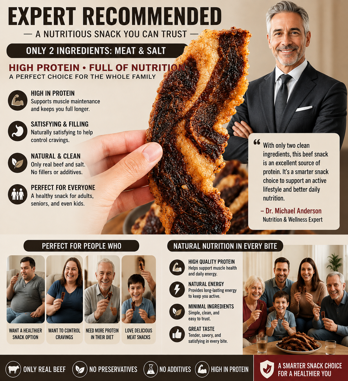 100% Grass-Fed Beef Brisket Snack | High Protein Low Carb Meat Snack for Everyday Energy-Zane