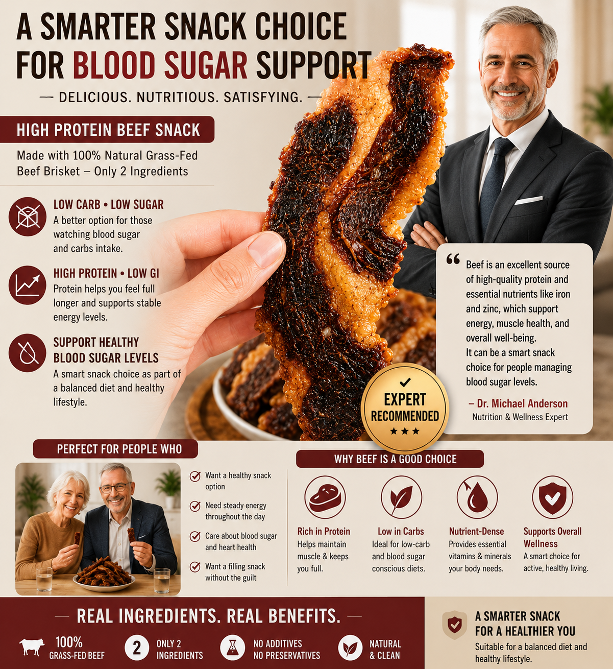 100% Grass-Fed Beef Brisket Snack | High Protein Low Carb Meat Snack for Everyday Energy-Zane