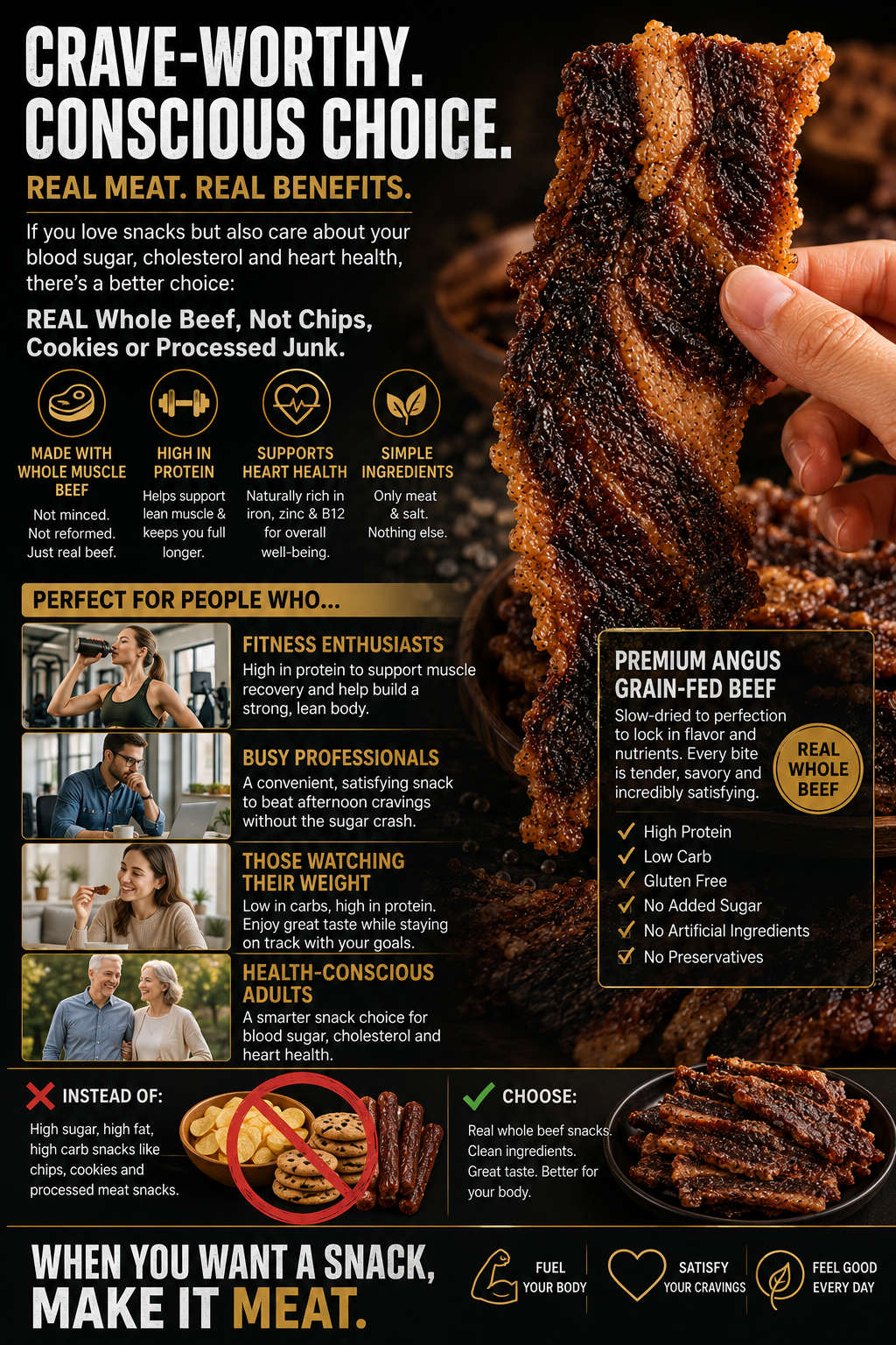 100% Grass-Fed Beef Brisket Snack | High Protein Low Carb Meat Snack for Everyday Energy-Zane