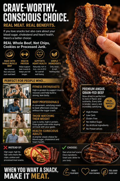 100% Grass-Fed Beef Brisket Snack | High Protein Low Carb Meat Snack for Everyday Energy-Zane