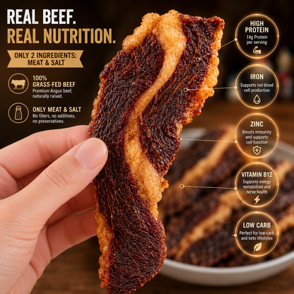 100% Grass-Fed Beef Brisket Snack | High Protein Low Carb Meat Snack for Everyday Energy-Zane