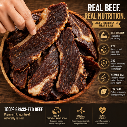 100% Grass-Fed Beef Brisket Snack | High Protein Low Carb Meat Snack for Everyday Energy-Zane