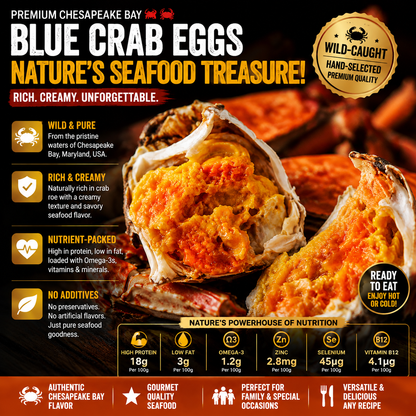 Premium Chesapeake Bay Blue Crab Eggs – Authentic Seasonal Gourmet Seafood Delicacy-Zane